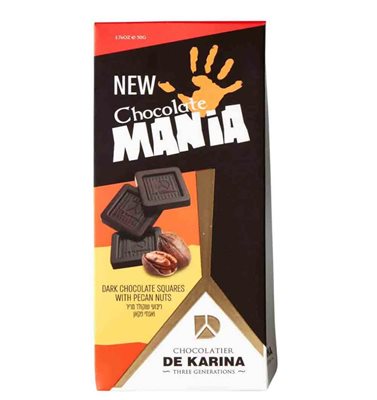 ניו מניה ריבועי שוקולד מריר אנין עם נגיסות אגוז פקאן קלוי